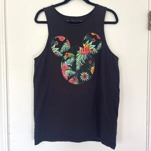 Disney NEFF Mens Large Tropical Mickey‎ Mouse Black Tank Top Graphic Shirt